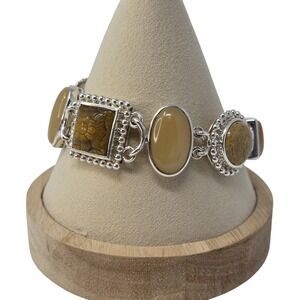 Whitney Kelly Sterling Silver Bracelet Multi Stone MOP Tigers Eye 7.5-8" 50.2g